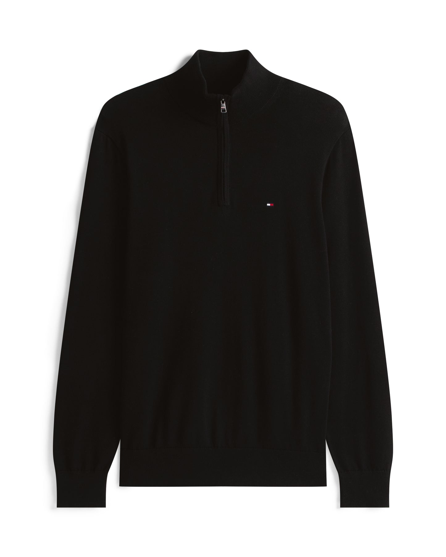 Tommy Hilfiger Essential Cotton 1/4 Zip Mock Mens Sweatshirt - Black
