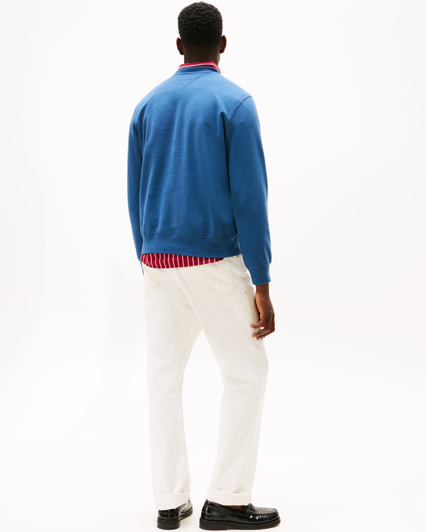 Tommy Hilfiger Essential Flag Embroidery Mens Fleece Crew Sweatshirt - Aegean Sea