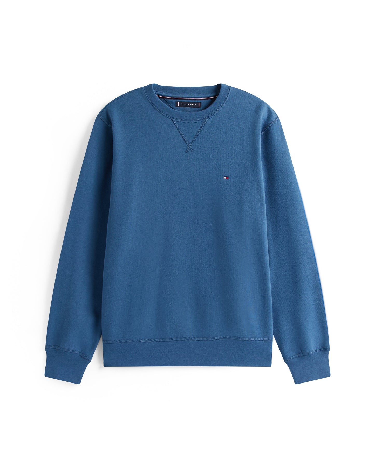 Tommy Hilfiger Essential Flag Embroidery Mens Fleece Crew Sweatshirt - Aegean Sea