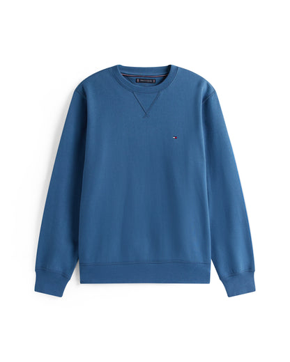 Tommy Hilfiger Essential Flag Embroidery Mens Fleece Crew Sweatshirt - Aegean Sea