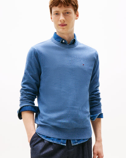 Tommy Hilfiger Essential Cotton Crew Neck Mens Sweatshirt - Petrol Blue Heather