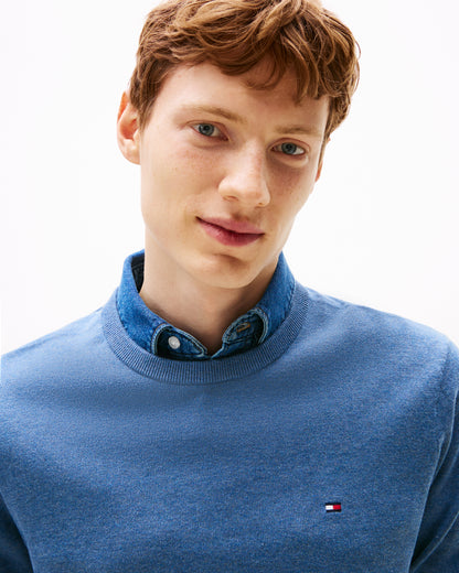 Tommy Hilfiger Essential Cotton Crew Neck Mens Sweatshirt - Petrol Blue Heather