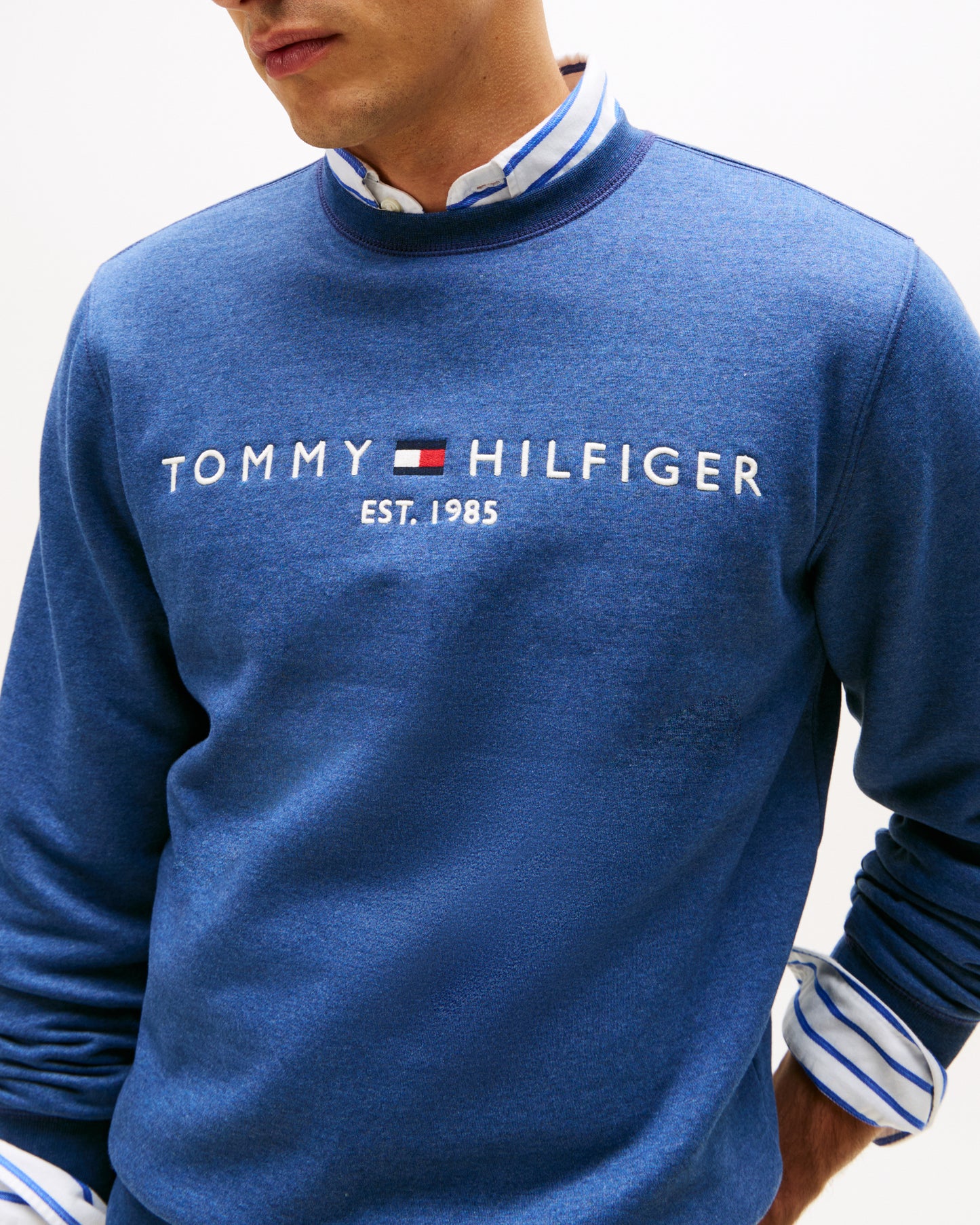 Tommy Hilfiger Tommy Logo Mens Sweatshirt - Aegean Sea Heather