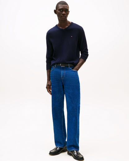 Tommy Hilfiger Essential Cotton Mens V-Neck Jumper - Desert Sky