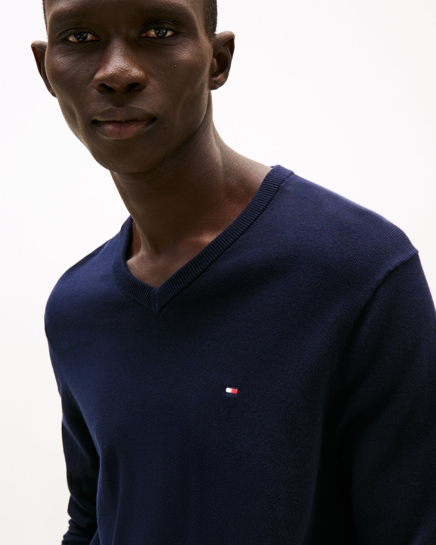 Tommy Hilfiger Essential Cotton Mens V-Neck Jumper - Desert Sky