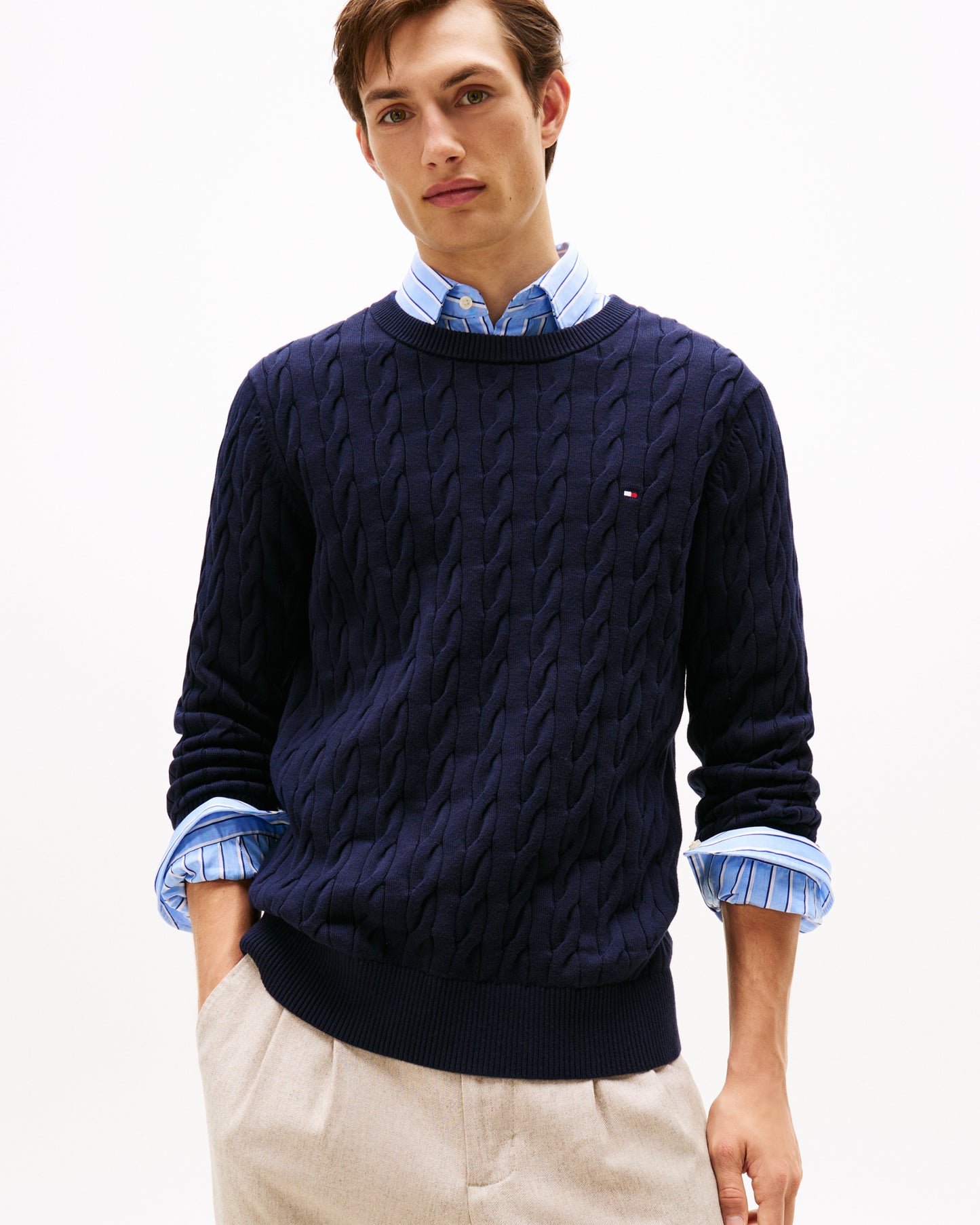Tommy Hilfiger Classic Cable Mens Crew Jumper - Desert Sky