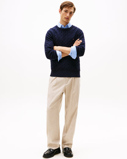 Tommy Hilfiger Classic Cable Mens Crew Jumper - Desert Sky