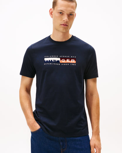 Tommy Hilfiger TH Colour Block Mens Graphic T-Shirt - Desert Sky