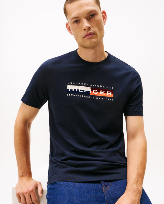 Tommy Hilfiger TH Colour Block Mens Graphic T-Shirt - Desert Sky