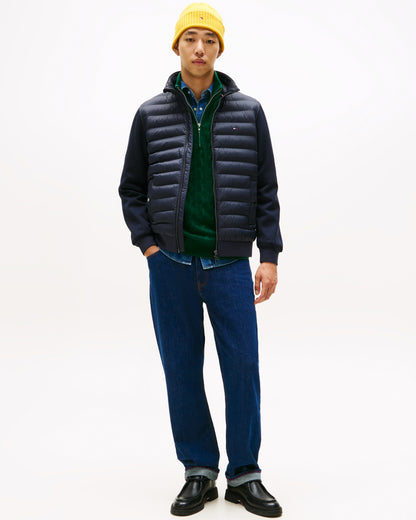 Tommy Hilfiger Essential RWB Mixed Media Mens Stand Collar Jacket - Desert Sky