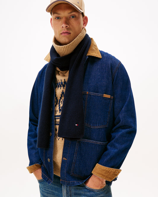 Tommy Hilfiger TH Flag Mens Pima Cotton Scarf - Space Blue