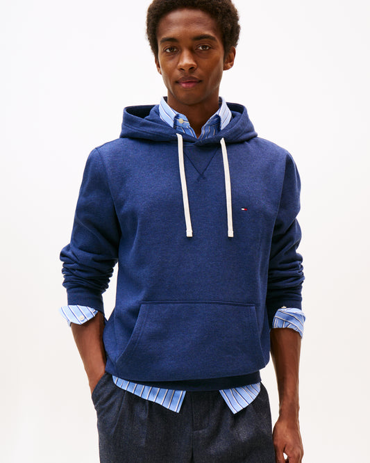 Tommy Hilfiger Essential Flag Embroidery Mens Fleece Hoodie - Heathered Blue