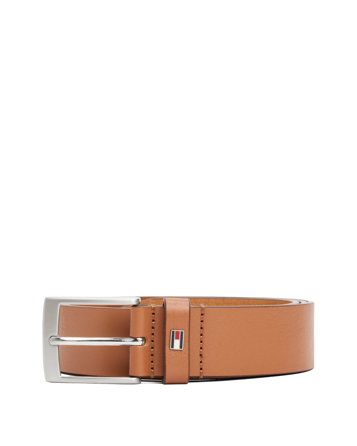 Tommy Hilfiger Adan Tonal Square Buckle Mens Leather Belt - Cognac
