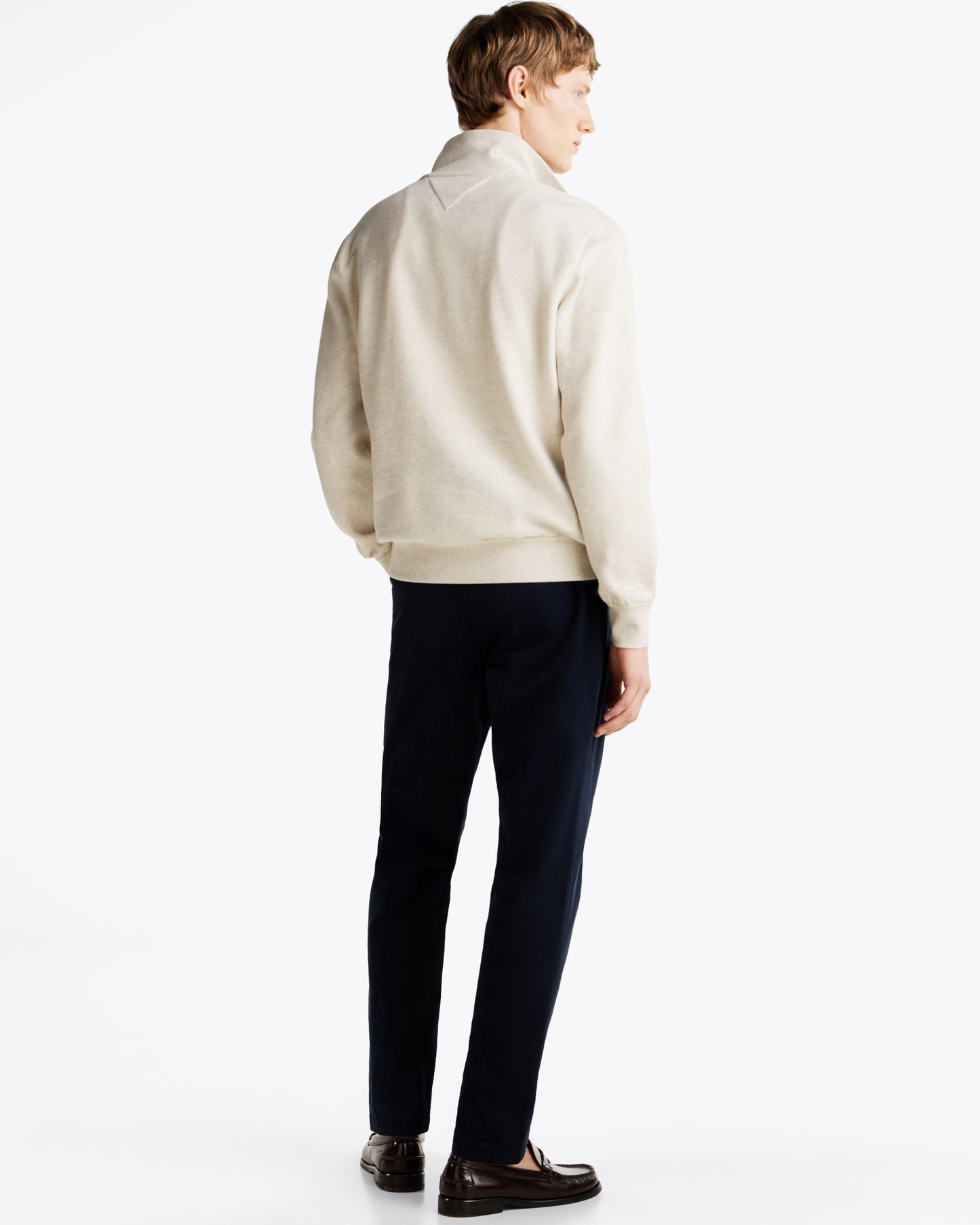Tommy Hilfiger Essential Fleece Mens Half Zip Sweatshirt - Heathered Oatmilk