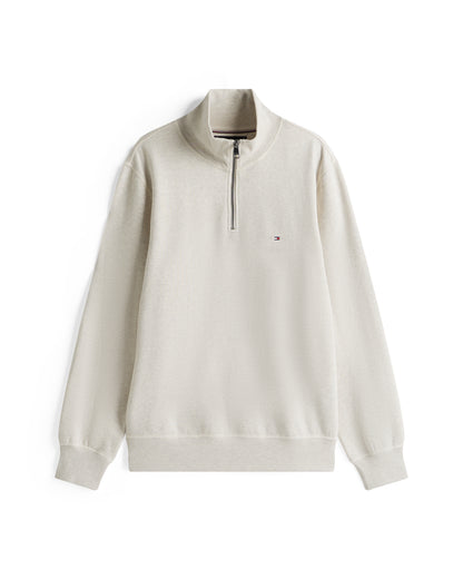 Tommy Hilfiger Essential Fleece Mens Half Zip Sweatshirt - Heathered Oatmilk