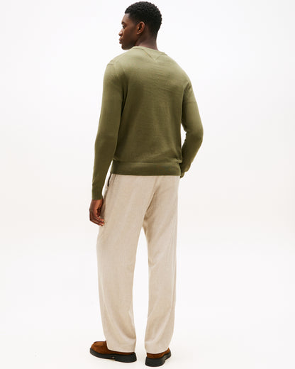 Tommy Hilfiger Organic Cotton Cashmere Mens Crew Sweater - Huntsman Green