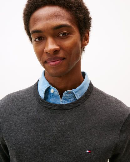 Tommy Hilfiger Essential Cotton Crew Neck Mens Sweatshirt - Dark Grey Heather
