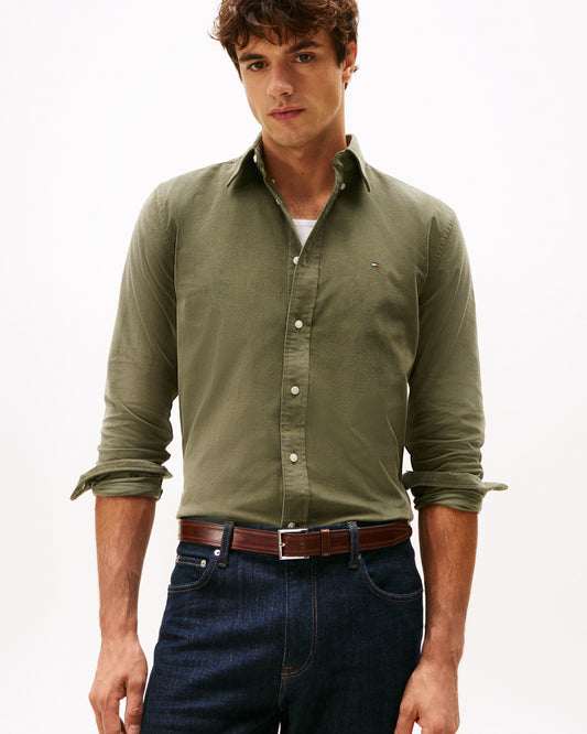 Tommy Hilfiger Solid Corduroy Mens Long Sleeve Shirt - Battle Green