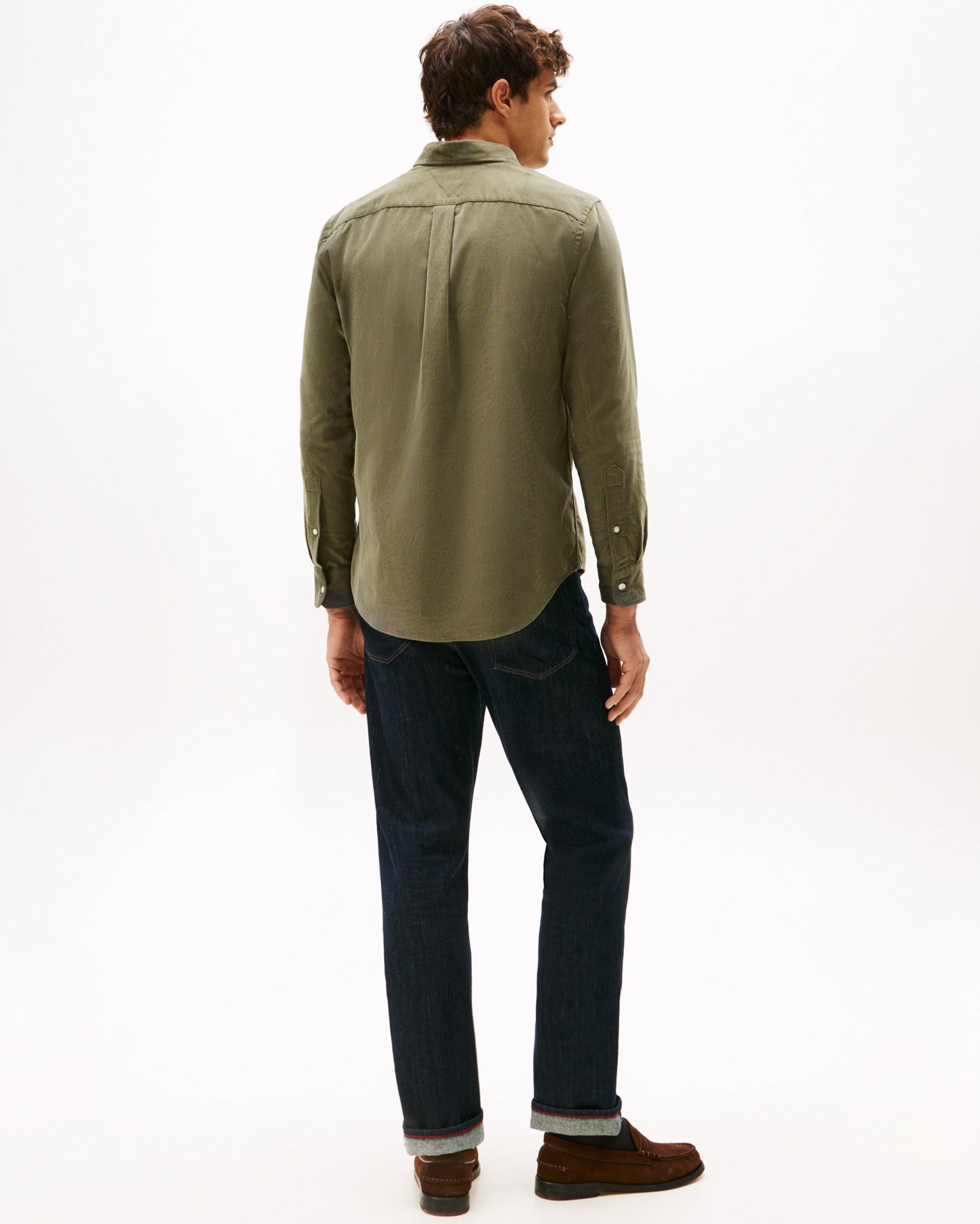 Tommy Hilfiger Solid Corduroy Mens Long Sleeve Shirt - Battle Green