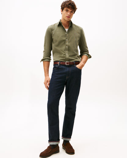 Tommy Hilfiger Solid Corduroy Mens Long Sleeve Shirt - Battle Green