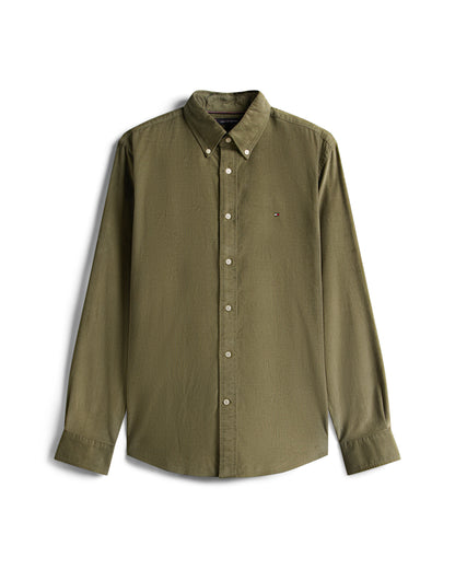 Tommy Hilfiger Solid Corduroy Mens Long Sleeve Shirt - Battle Green