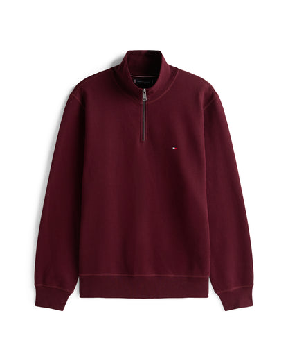 Tommy Hilfiger Essential Fleece Mens Half Zip Sweatshirt - Deep Burgundy