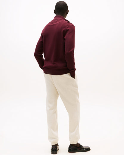 Tommy Hilfiger Essential Cotton 1/4 Zip Mock Mens Sweatshirt - Deep Burgundy