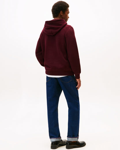 Tommy Hilfiger Essential Flag Embroidery Mens Fleece Hoodie - Deep Burgundy