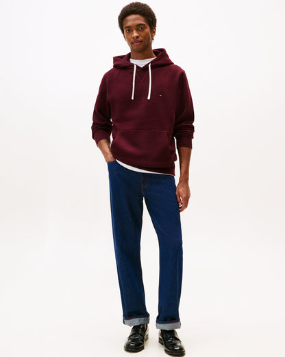 Tommy Hilfiger Essential Flag Embroidery Mens Fleece Hoodie - Deep Burgundy
