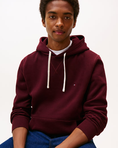 Tommy Hilfiger Essential Flag Embroidery Mens Fleece Hoodie - Deep Burgundy