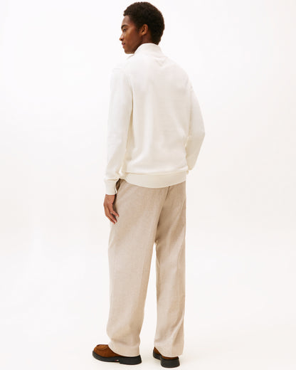 Tommy Hilfiger Essential Cotton 1/4 Zip Mock Mens Sweatshirt - Ivory Petal