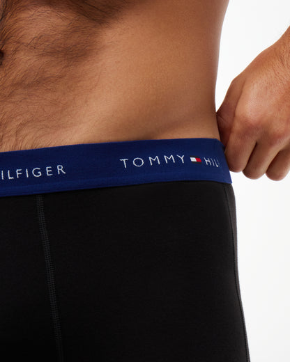 Tommy Hilfiger 3-Pack Logo Waistband Mens Trunks - Noc Purp/Orna Green/Rich Navy