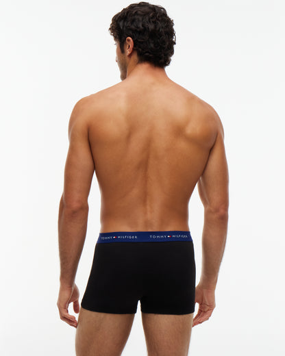 Tommy Hilfiger 3-Pack Logo Waistband Mens Trunks - Noc Purp/Orna Green/Rich Navy