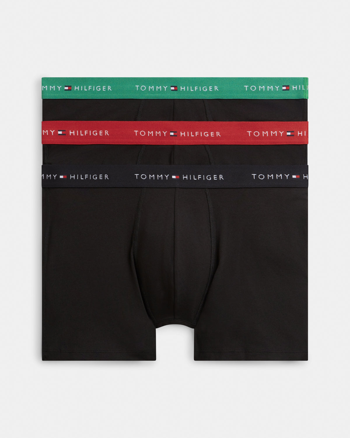 Tommy Hilfiger 3 Pack Mens Boxer Briefs - Alaskan Green/Med Red/Black