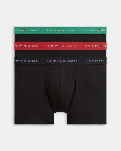 Tommy Hilfiger 3 Pack Mens Boxer Briefs - Alaskan Green/Med Red/Black
