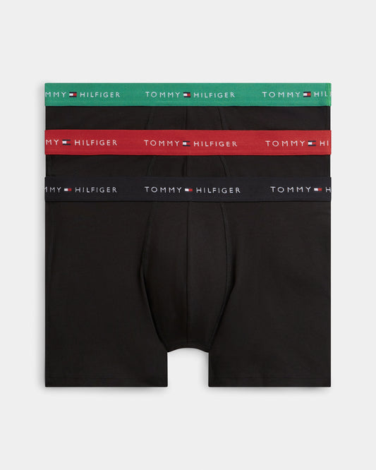 Tommy Hilfiger 3 Pack Mens Boxer Briefs - Alaskan Green/Med Red/Black | CHO | Designer Mens Underwear