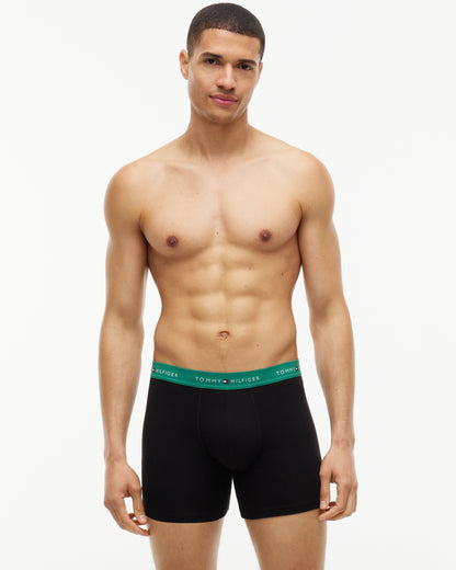 Tommy Hilfiger 3 Pack Mens Boxer Briefs - Alaskan Green/Med Red/Black