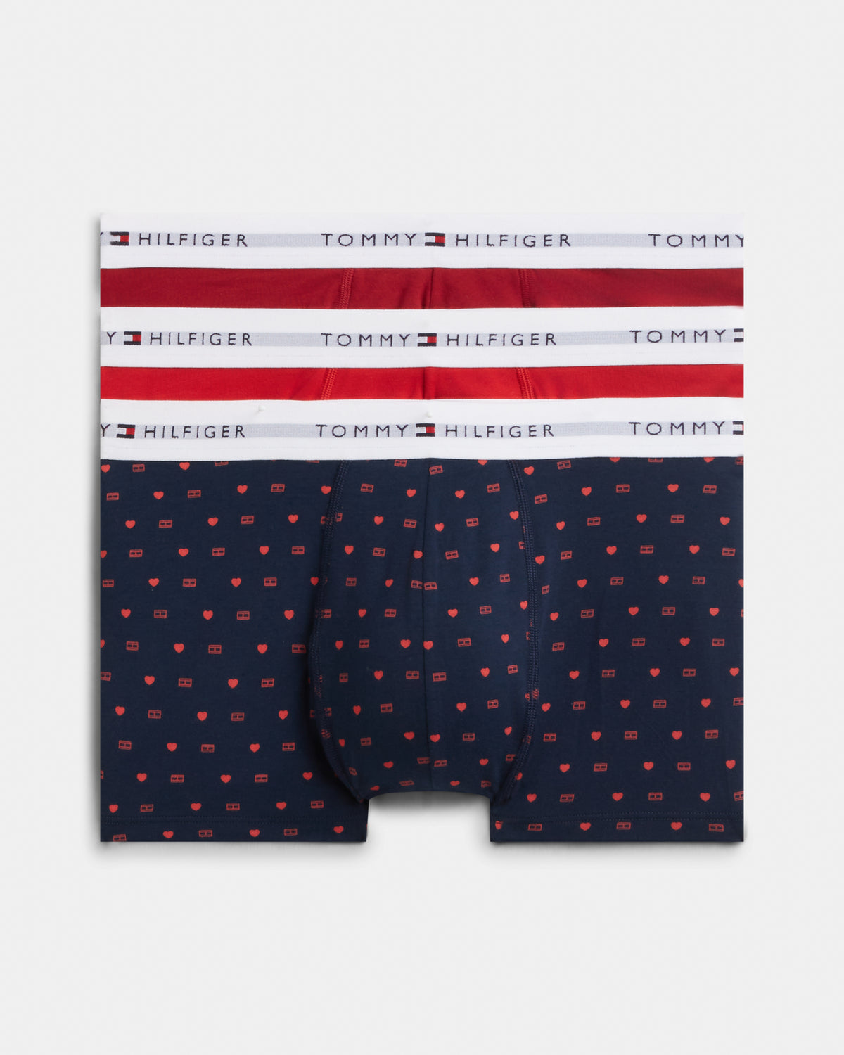 Tommy Hilfiger 3 Pack Print Mens Trunks - Raspberry Juice/Red/Heart Flag AOP