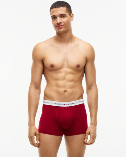 Tommy Hilfiger 3 Pack Print Mens Trunks - Raspberry Juice/Red/Heart Flag AOP