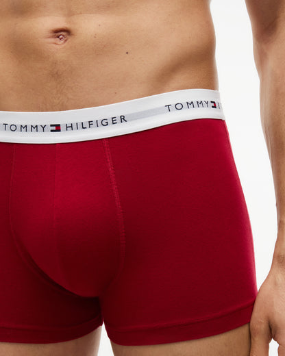 Tommy Hilfiger 3 Pack Print Mens Trunks - Raspberry Juice/Red/Heart Flag AOP
