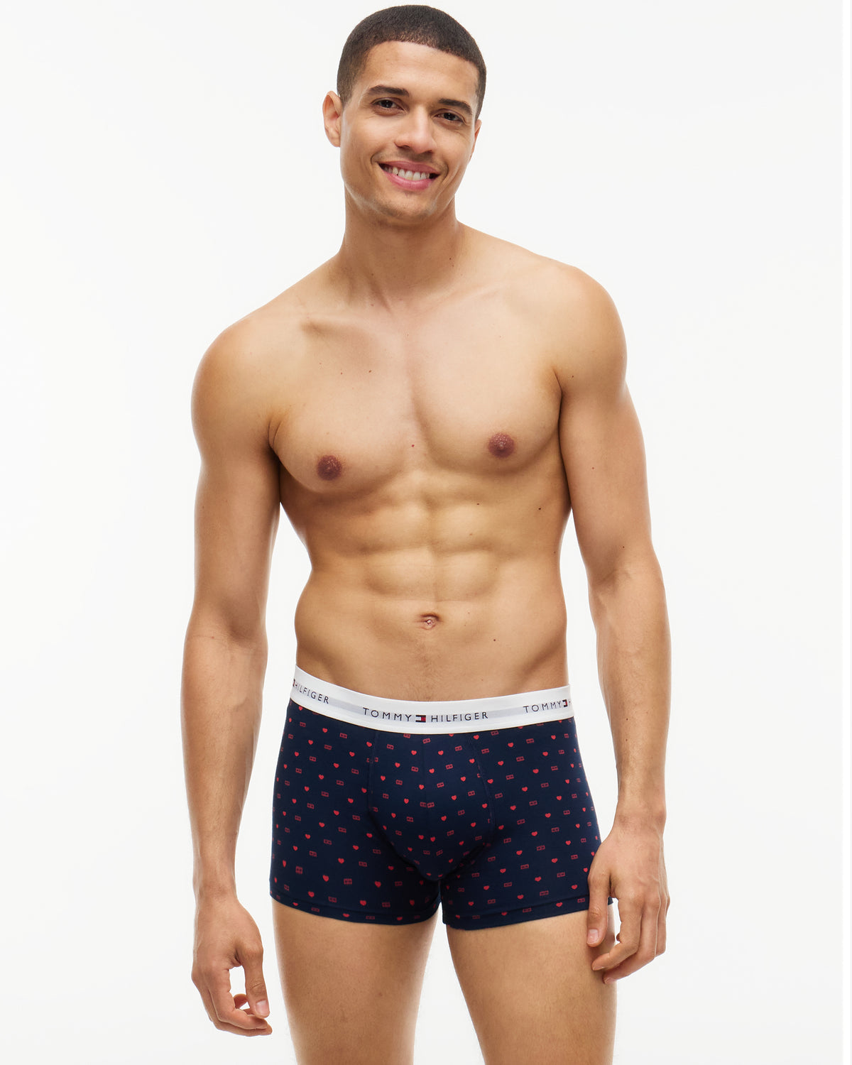 Tommy Hilfiger 3 Pack Print Mens Trunks - Raspberry Juice/Red/Heart Flag AOP