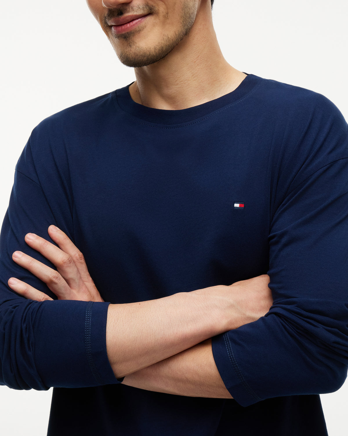 Tommy Hilfiger Woven Stripe Print Mens Pyjama Set - Carbon Navy/Herringbone Stripe