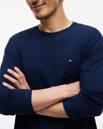 Tommy Hilfiger Woven Stripe Print Mens Pyjama Set - Carbon Navy/Herringbone Stripe