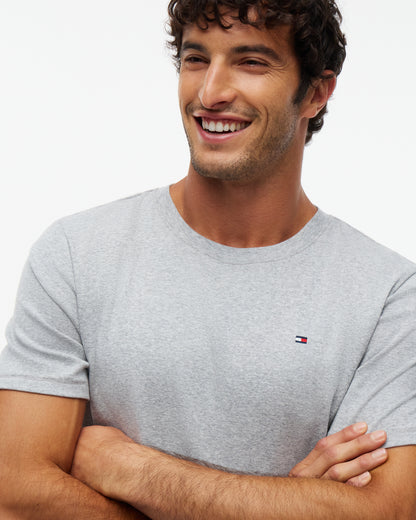 Tommy Hilfiger Short Jersey Print Mens Pyjama Set - White/Linear Flag Grid