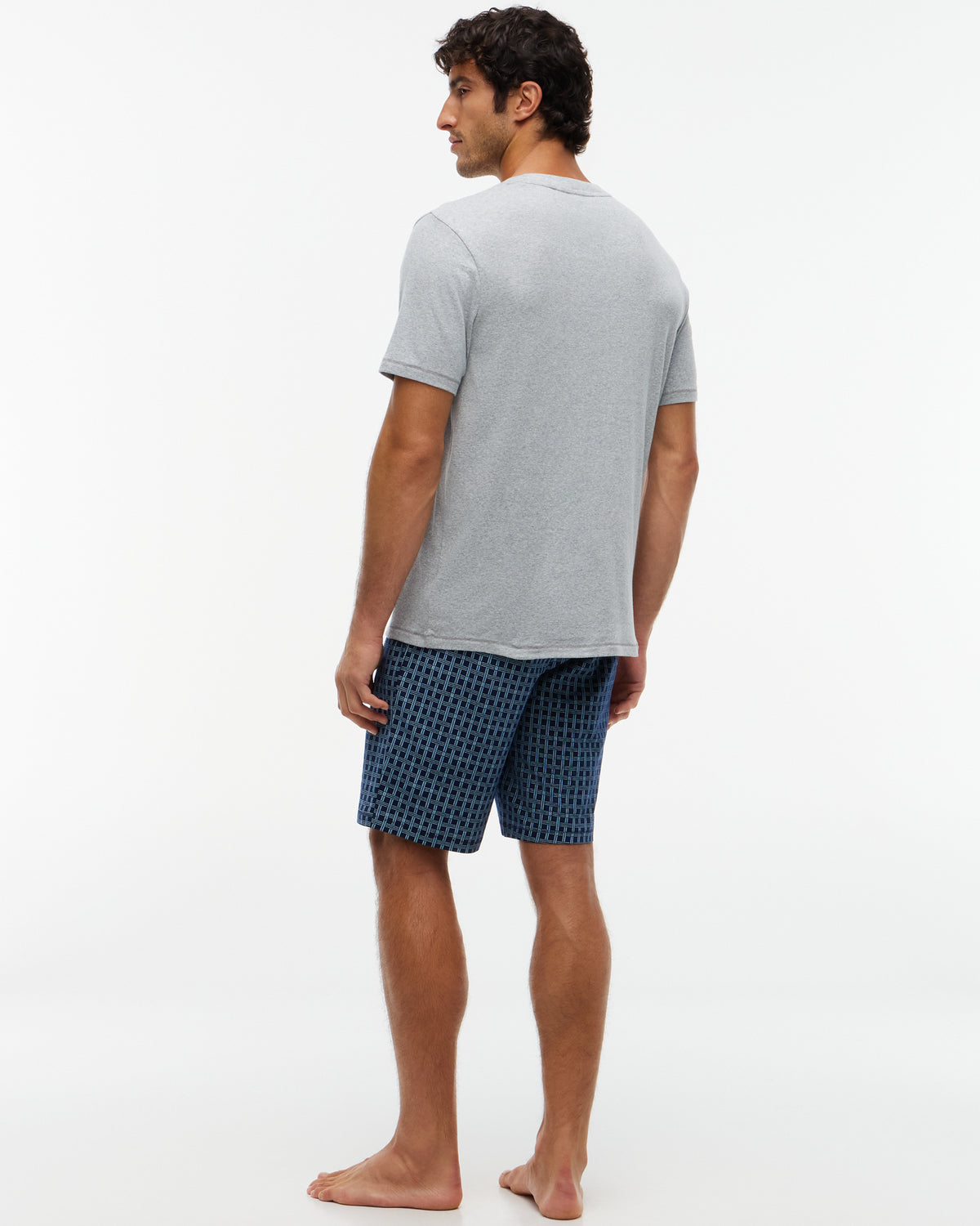 Tommy Hilfiger Short Jersey Print Mens Pyjama Set - White/Linear Flag Grid