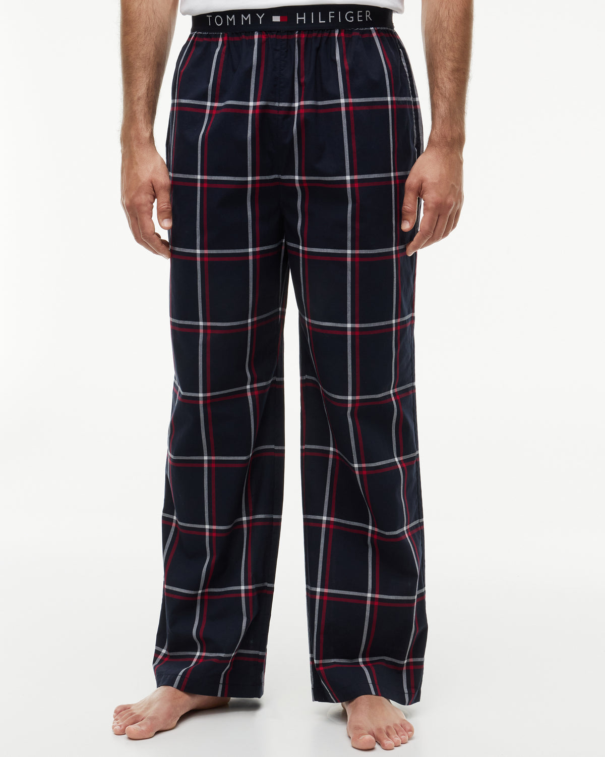 Tommy Hilfiger Woven Print Waistband Mens Pyjama Pants - RWB Windowpane Check