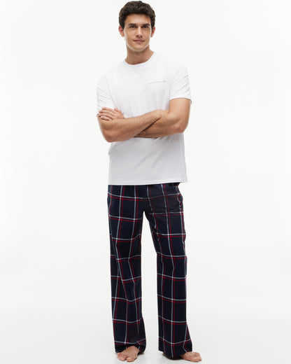Tommy Hilfiger Woven Print Waistband Mens Pyjama Pants - RWB Windowpane Check