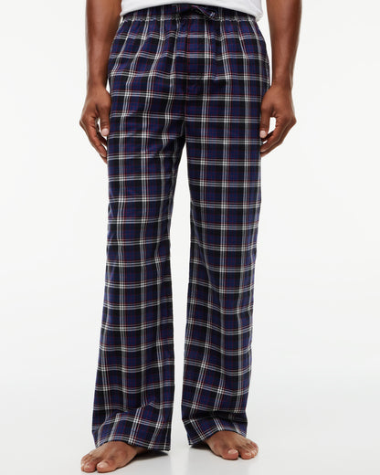 Tommy Hilfiger Woven Check Print Mens Pyjama Pants - Blue Ink Global Stripe Plaid