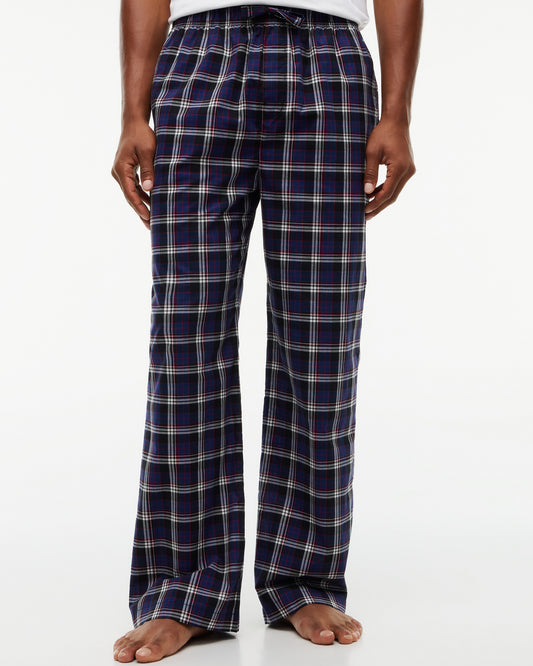 Tommy Hilfiger Woven Check Print Mens Pyjama Pants - Blue Ink Global Stripe Plaid | CHO | Designer Mens Pyjamas
