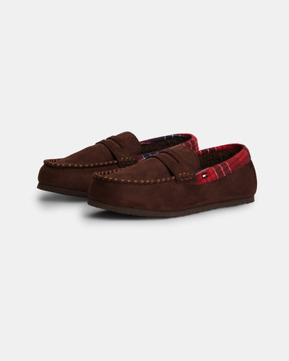 Tommy Hilfiger Check Driver Mens Hilfiger House Shoes - Burgundy/Burgundy Solid